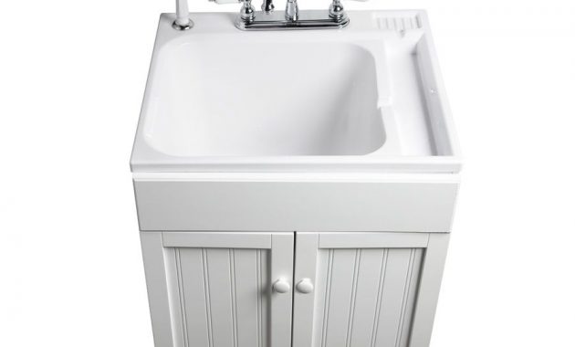 Abs White Freestanding Composite Utility Sink With Drain And Faucet with dimensions 900 X 900