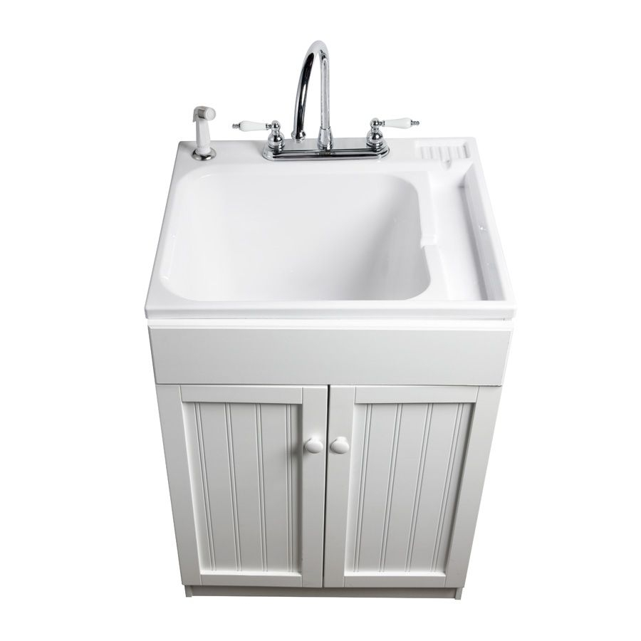 Abs White Freestanding Composite Utility Sink With Drain And Faucet with dimensions 900 X 900