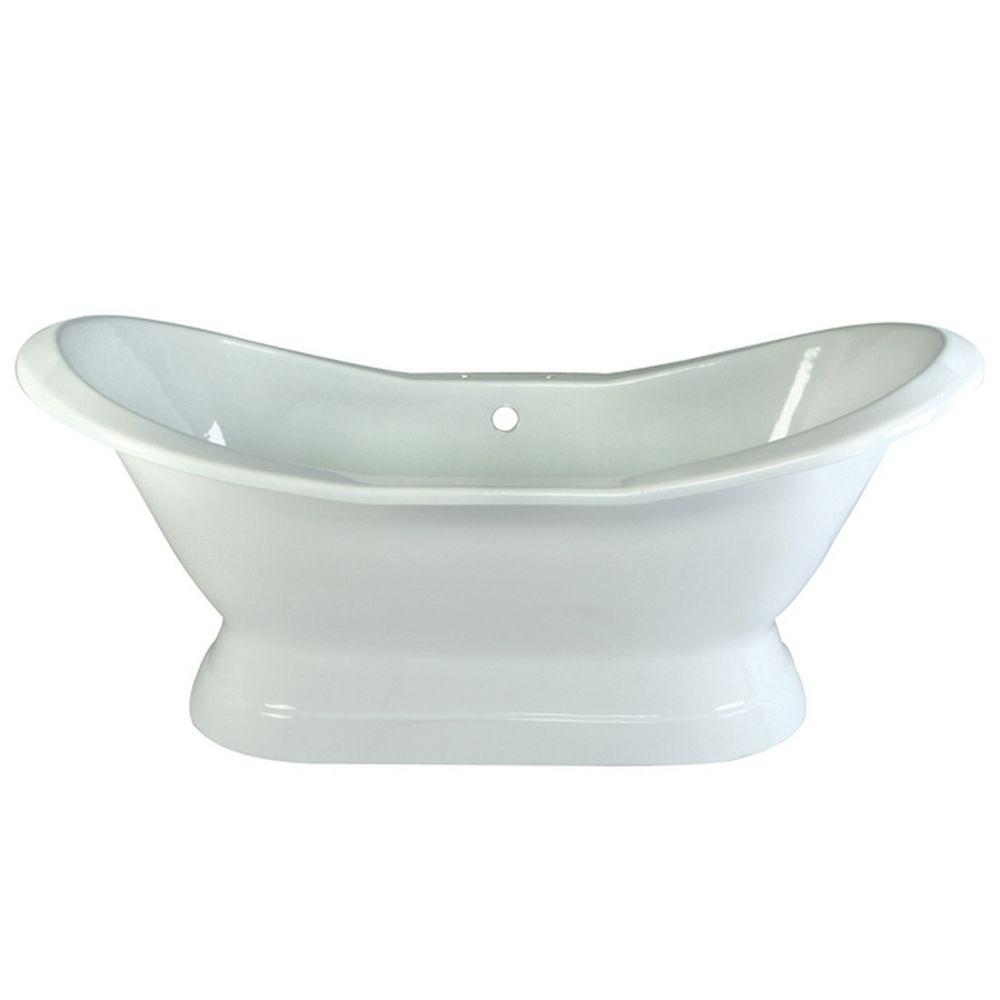 Aqua Eden 6 Ft Cast Iron Pedestal Double Slipper Tub With 7 In intended for size 1000 X 1000