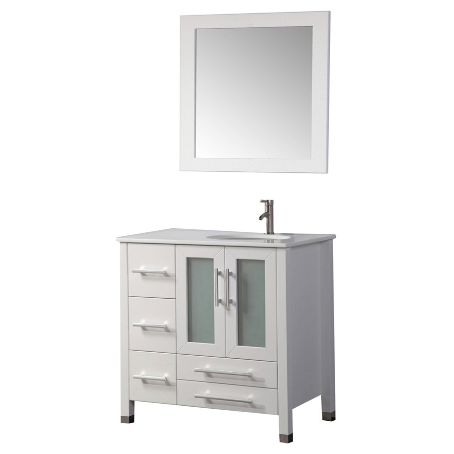 Awad 36 Inch Single Sink White Bathroom Vanity Set Right Side regarding dimensions 901 X 901