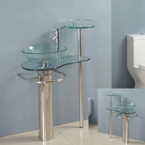 Bathroom Modern Glass Vessel Vanity Sink Chrome Faucet Floor pertaining to measurements 1024 X 1024