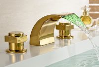 Campinas Gold Polished Led Waterfall Bathroom Sink Faucet inside dimensions 1000 X 940