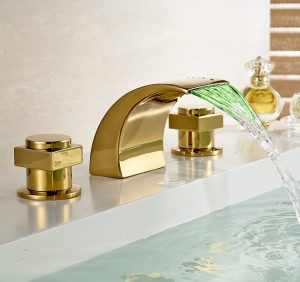 Campinas Gold Polished Led Waterfall Bathroom Sink Faucet inside dimensions 1000 X 940