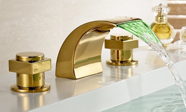 Campinas Gold Polished Led Waterfall Bathroom Sink Faucet inside dimensions 1000 X 940