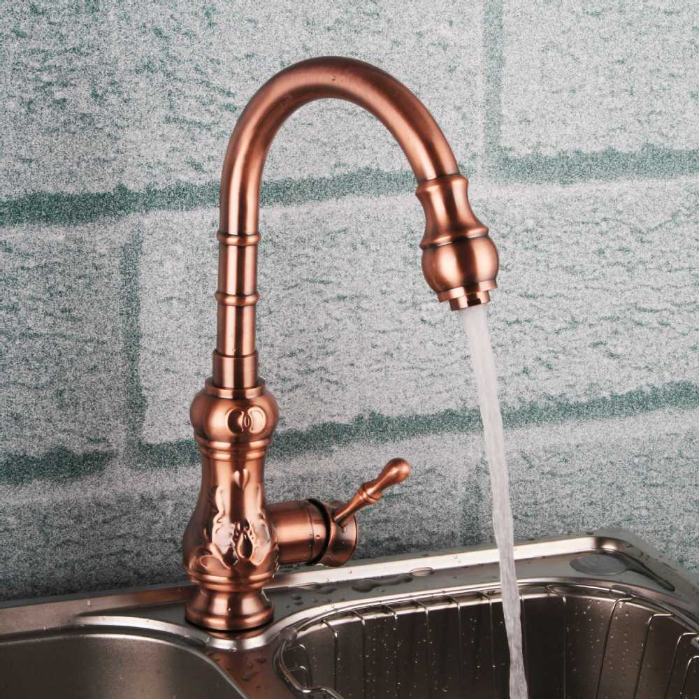 Copper Brass Kitchen Faucet Polished Gourd Shaped Long Neck Vessel intended for size 1000 X 1000