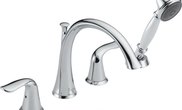 Delta Lahara 2 Handle Deck Mount Roman Tub Faucet With Hand Shower regarding sizing 1000 X 1000