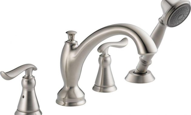 Delta Linden 2 Handle Deck Mount Roman Tub Faucet With Hand Shower within proportions 1000 X 1000