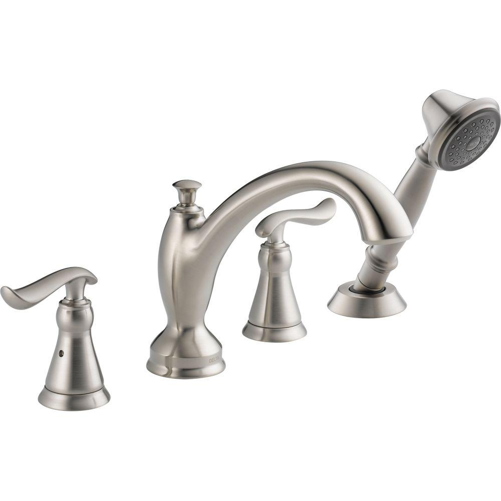 Delta Linden 2 Handle Deck Mount Roman Tub Faucet With Hand Shower within proportions 1000 X 1000