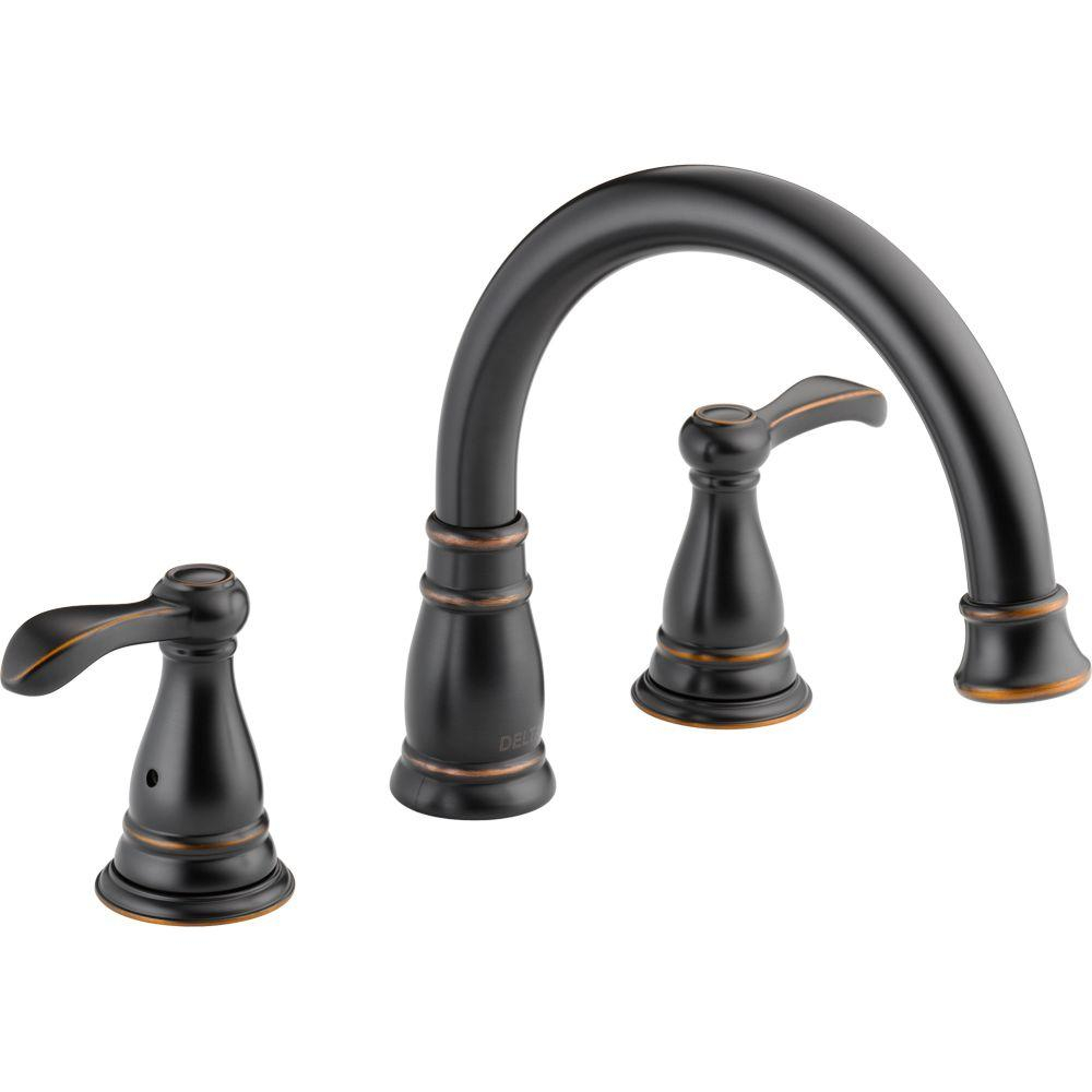 Delta Porter 2 Handle Deck Mount Roman Tub Faucet In Oil Rubbed within proportions 1000 X 1000