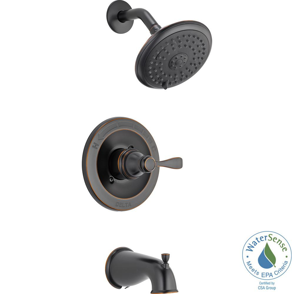 Delta Porter Single Handle 3 Spray Tub And Shower Faucet In Oil throughout dimensions 1000 X 1000