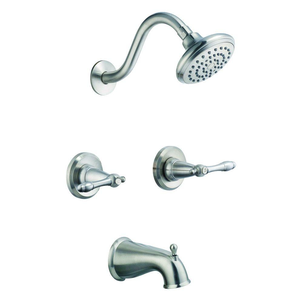 Design House Oakmont 2 Handle 1 Spray Tub And Shower Faucet In Satin with measurements 1000 X 1000