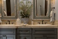 French Country Bathroom Gray Washed Cabinets Mirrors With Painted regarding sizing 980 X 1470