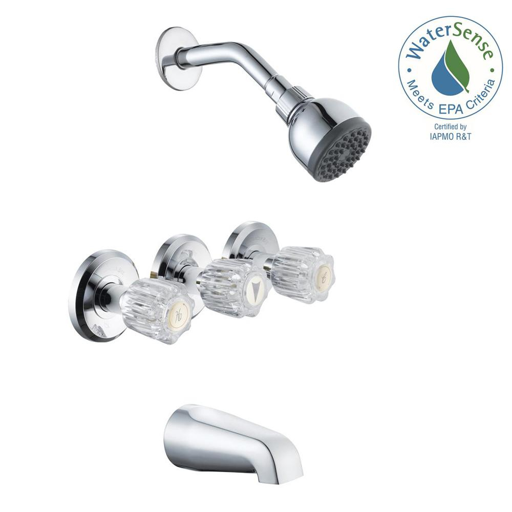 Glacier Bay Aragon 3 Handle 1 Spray Tub And Shower Faucet In Chrome in proportions 1000 X 1000