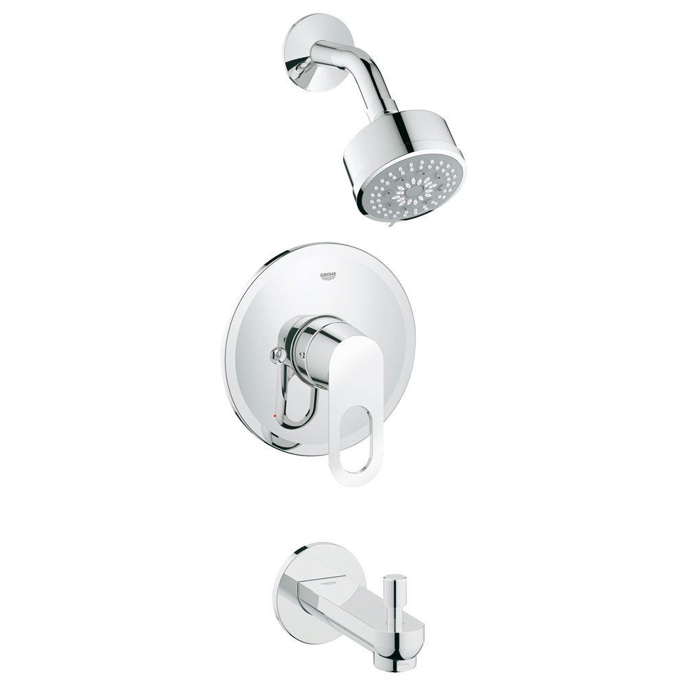 Grohe Bauloop Tub Shower Combo In Starlight Chrome Valve Sold inside size 1000 X 1000