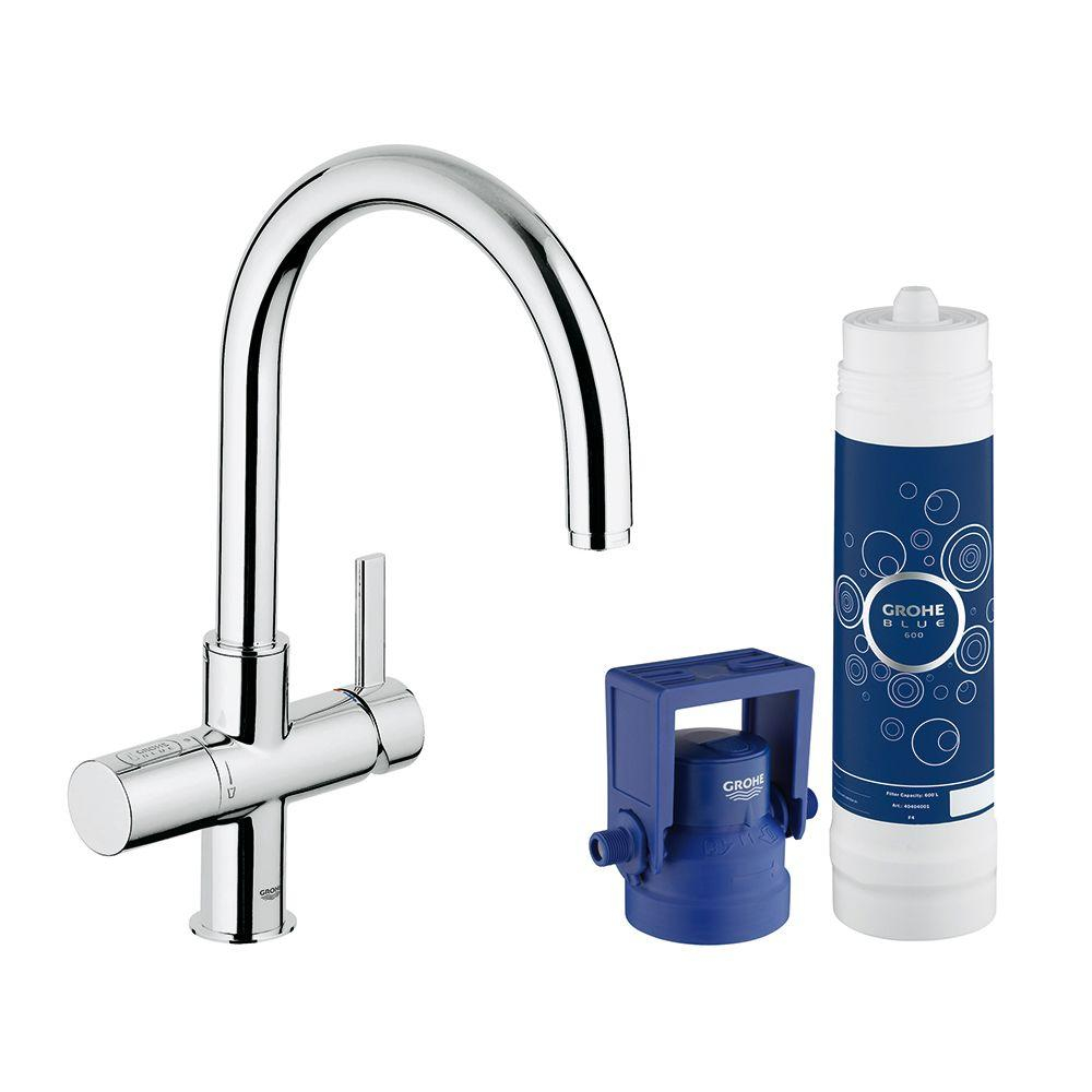 Grohe Blue Pure 2 Handle Standard Kitchen Faucet In Starlight Chrome inside measurements 1000 X 1000