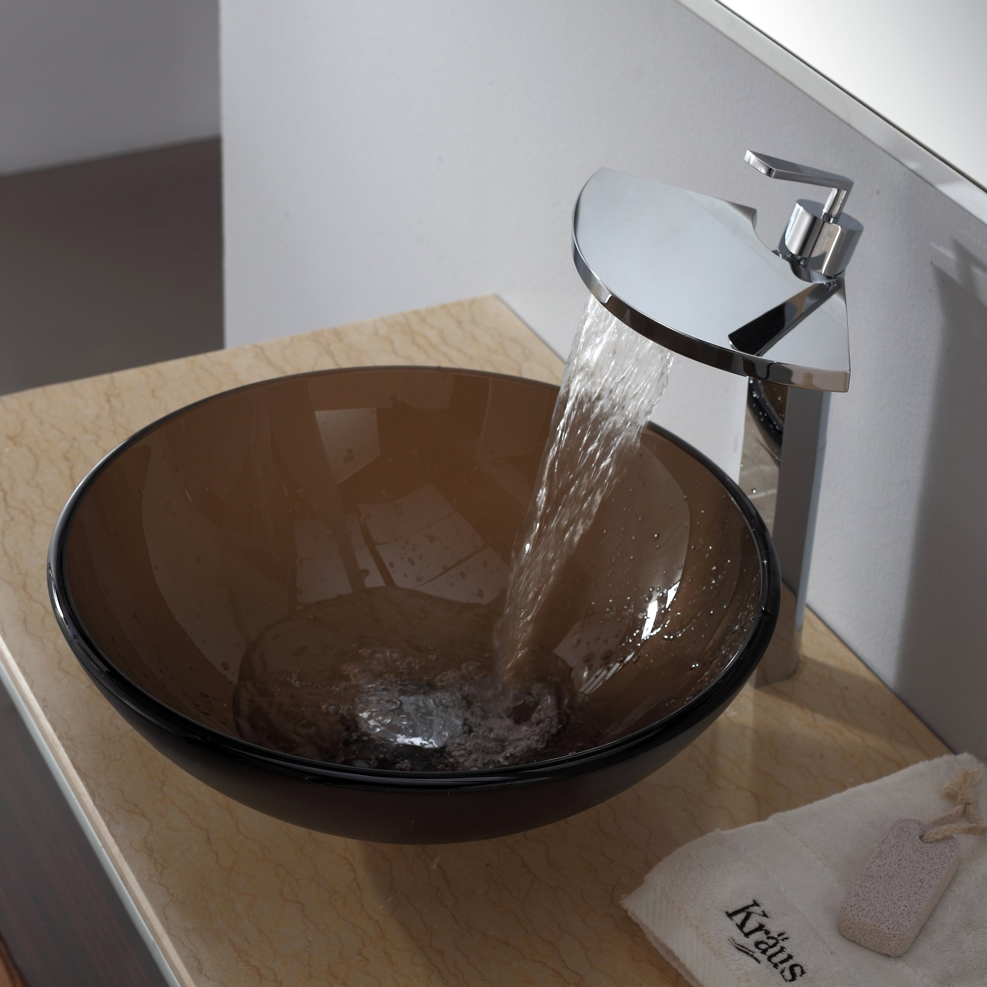 Kraus Glass Vessel Sink Waterfall Faucet Sink Ideas intended for measurements 2000 X 2000