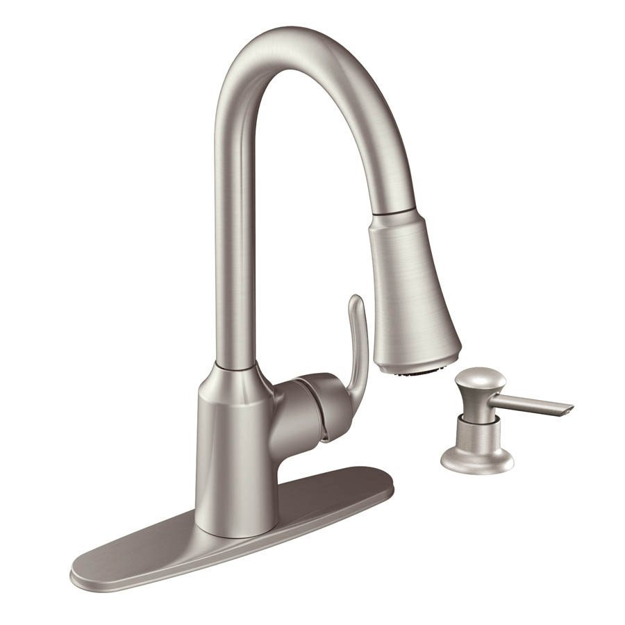 Moen Bayhill Stainless Steel One Handle Pull Down Spot Resist pertaining to size 900 X 900