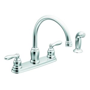 Moen Caldwell Chrome Two Handle Kitchen Faucet With Side Spray pertaining to size 900 X 900