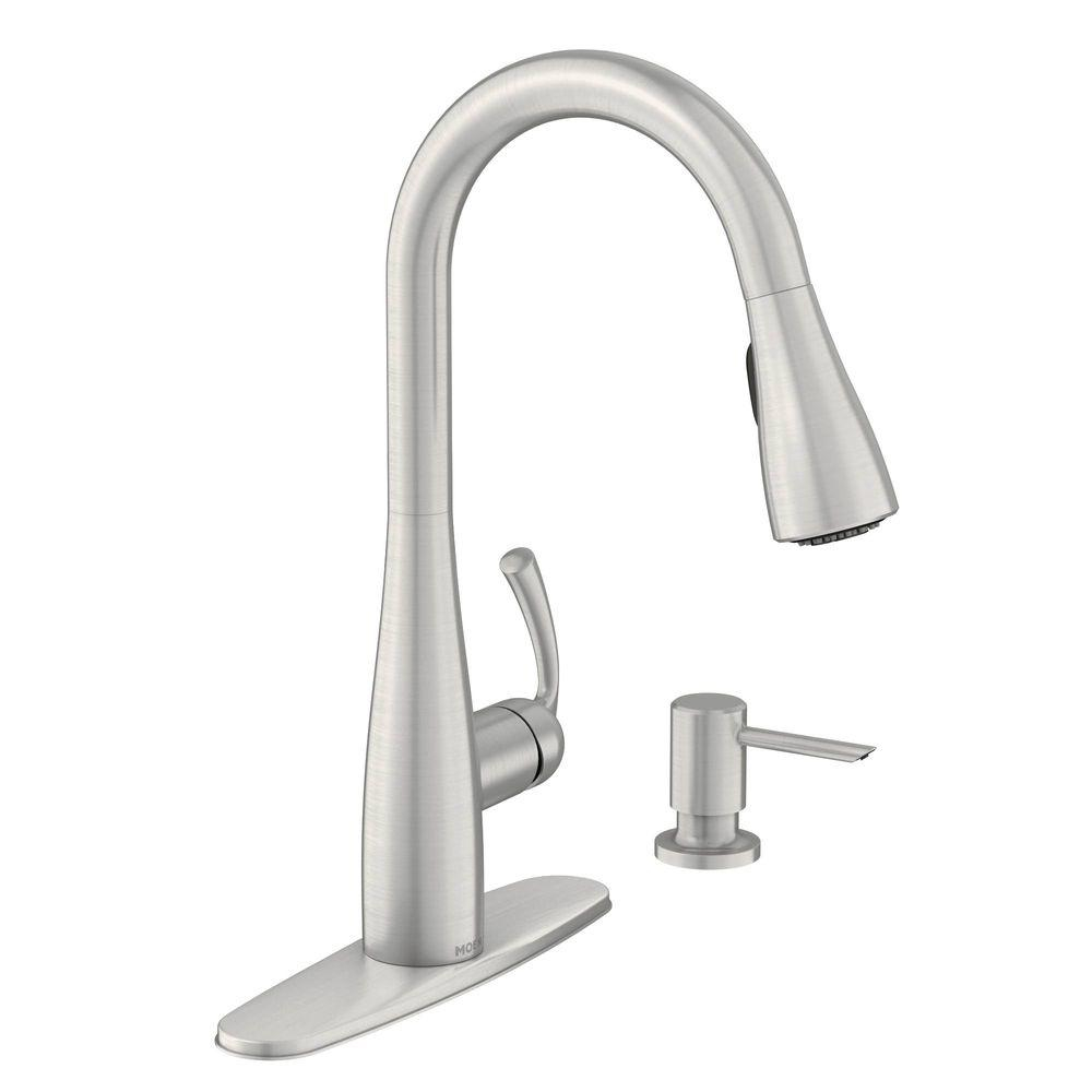 Moen Essie Single Handle Pull Down Sprayer Kitchen Faucet With throughout measurements 1000 X 1000