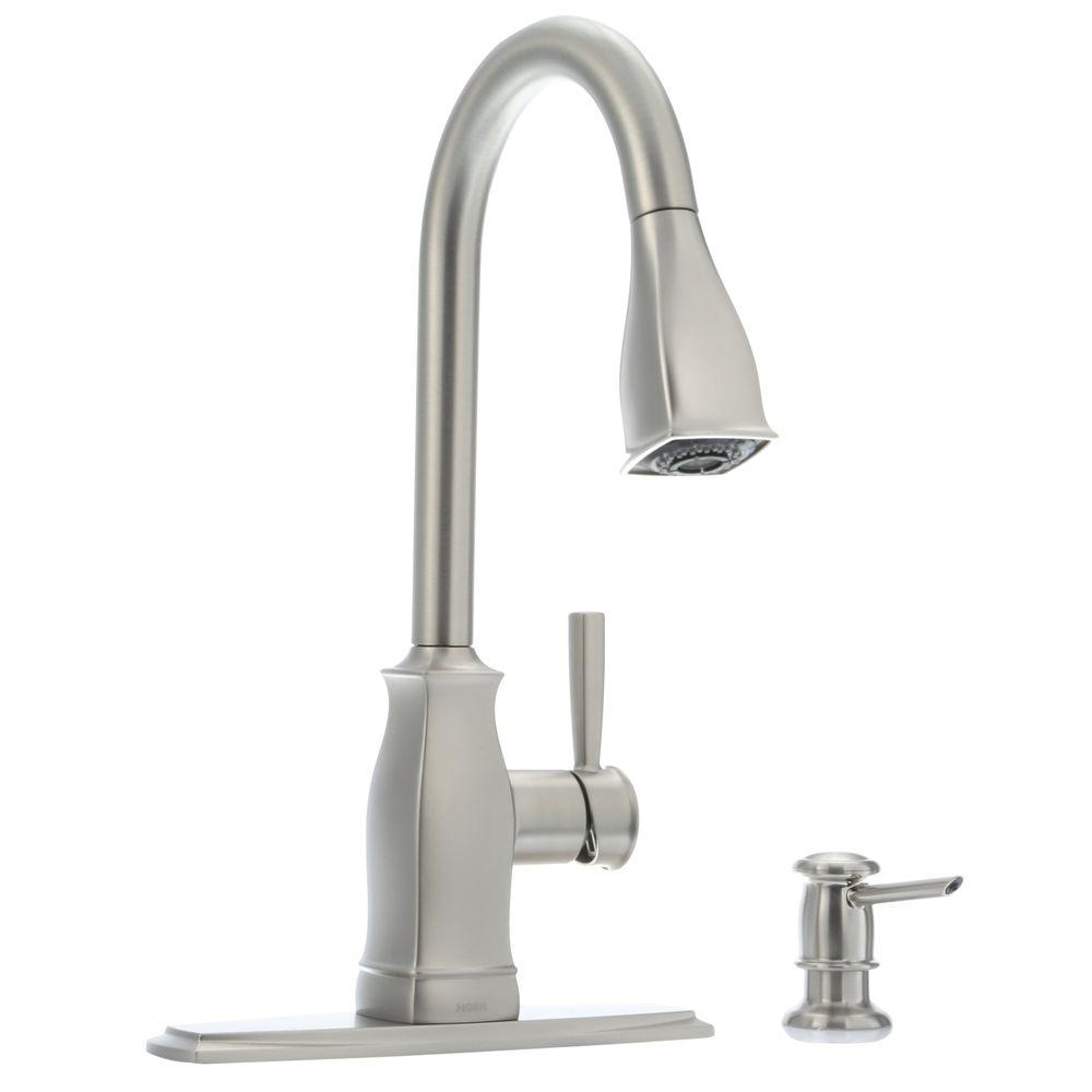 Moen Hensley Single Handle Pull Down Sprayer Kitchen Faucet With for measurements 1000 X 1000