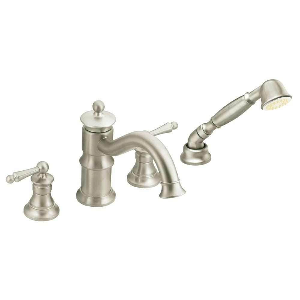 Moen Waterhill 2 Handle Deck Mount Roman Tub Trim Kit With Hand with regard to proportions 1000 X 1000