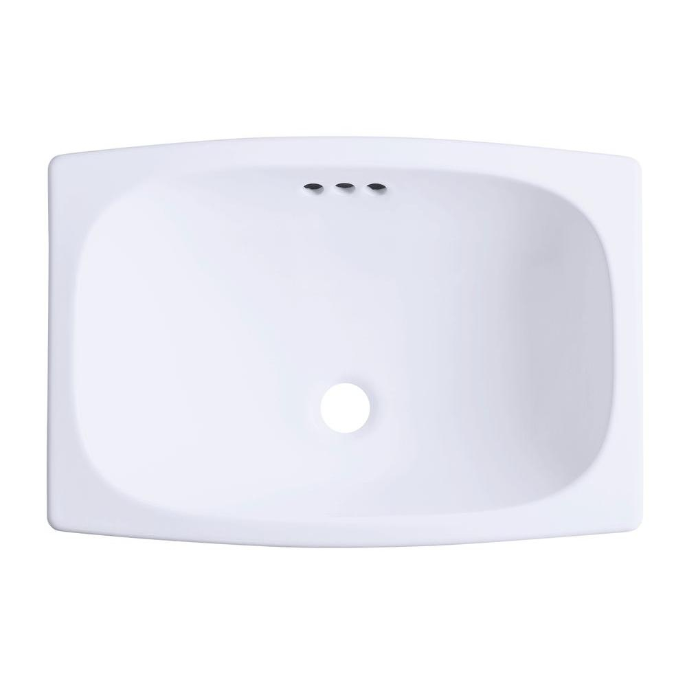 Rectangle No Faucet Hole White Drop In Bathroom Sinks with size 1000 X 1000