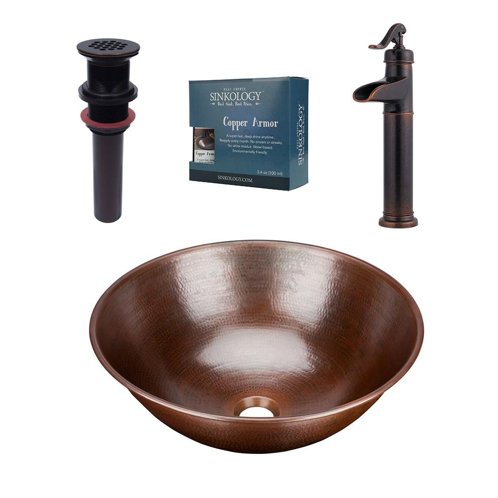 Sinkology Pfister All In One Copper Vessel Sink Hubble Design Kit In within dimensions 1000 X 1000