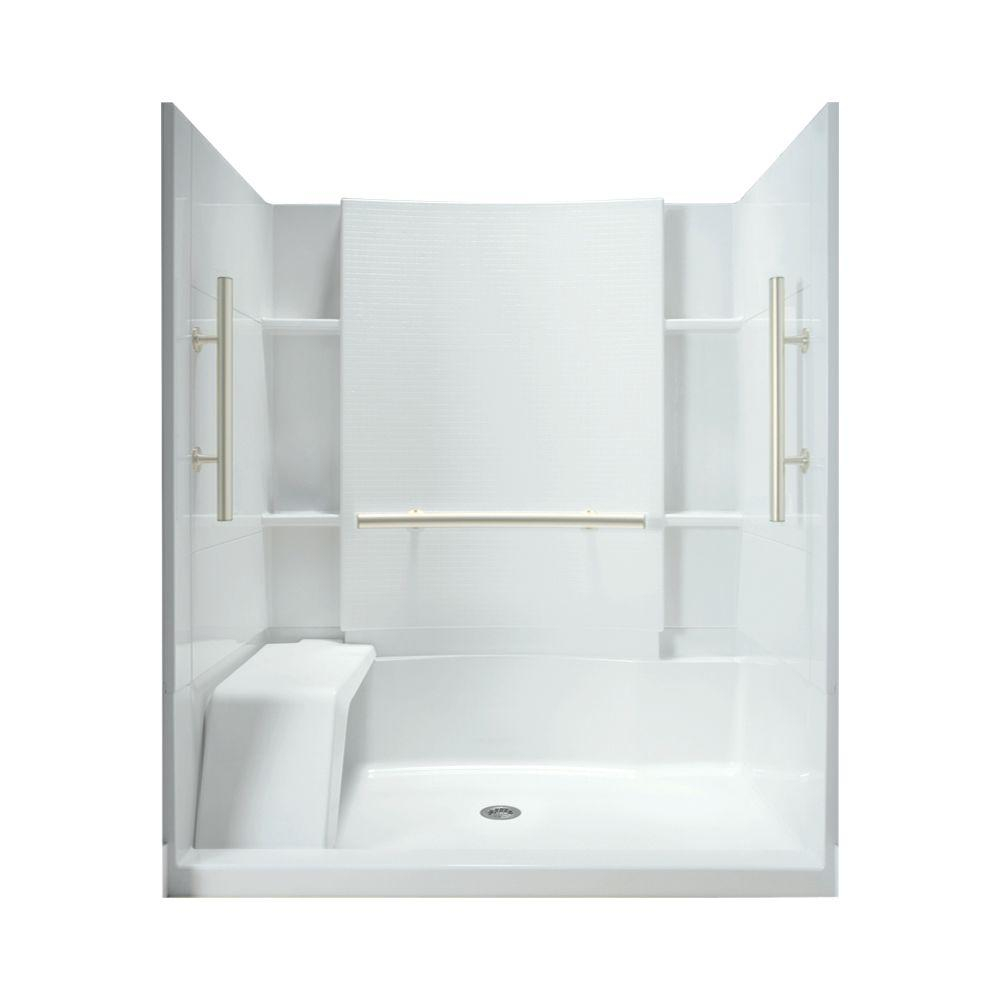 Sterling Accord 36 In X 60 In X 74 12 In Shower Stall In White intended for measurements 1000 X 1000