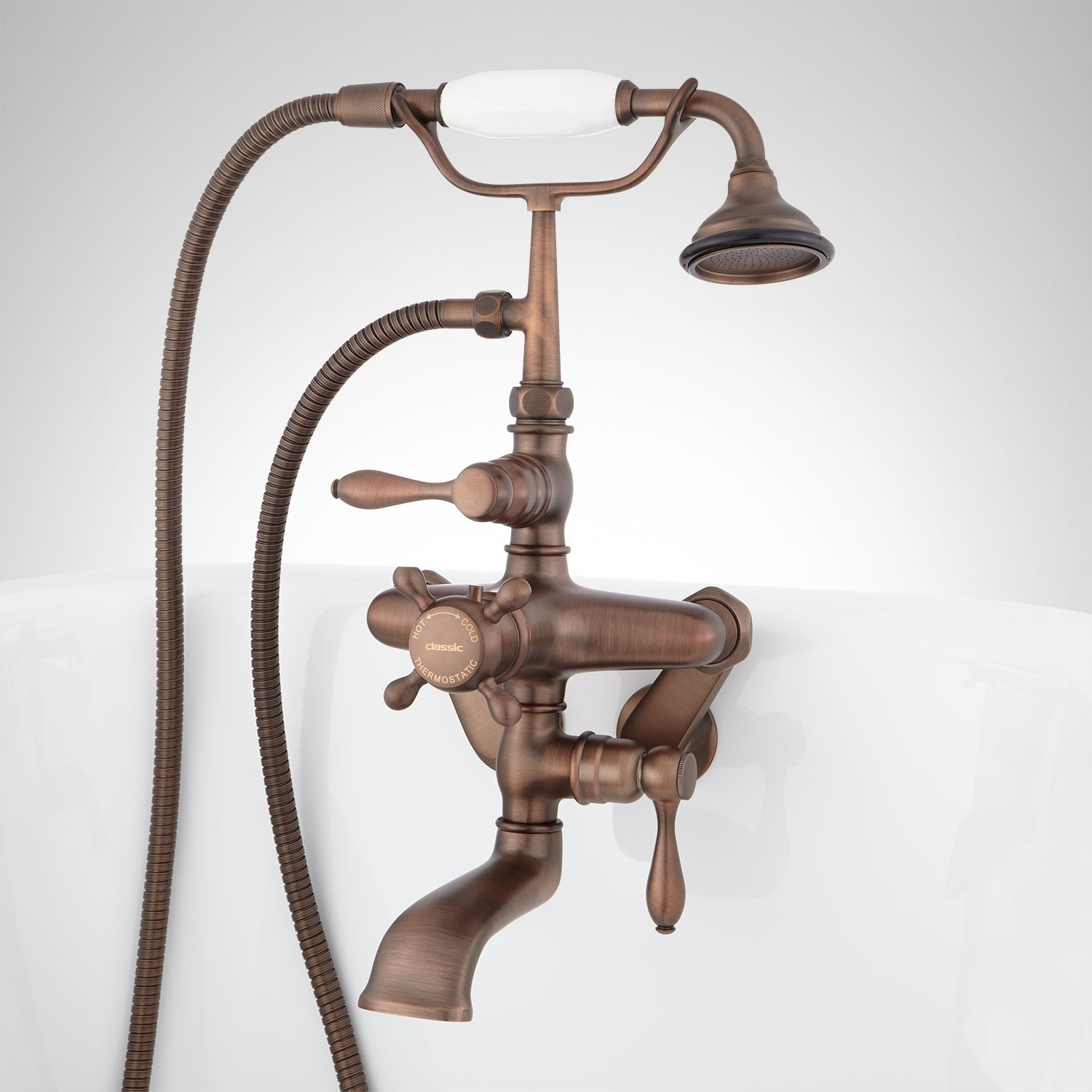 Traditional Thermostatic Tub Wall Mount Faucet And Porcelain Hand pertaining to sizing 1500 X 1500