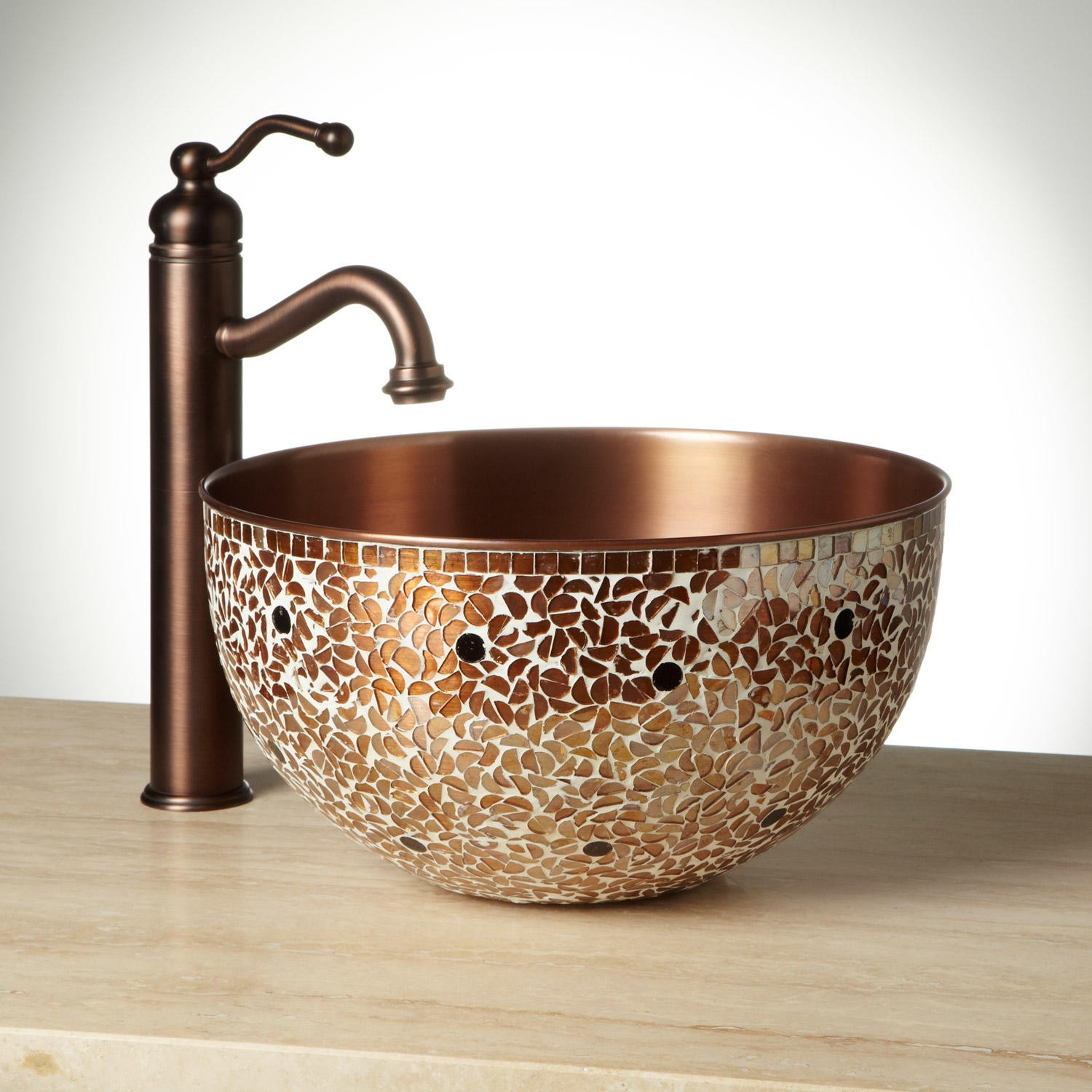 Valencia Mosaic Copper Vessel Sink Bathroom with sizing 1500 X 1500