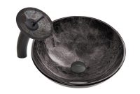 Vigo Glass Vessel Sink In Gray Onyx And Waterfall Faucet Set In intended for sizing 1000 X 1000