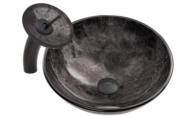 Vigo Glass Vessel Sink In Gray Onyx And Waterfall Faucet Set In intended for sizing 1000 X 1000