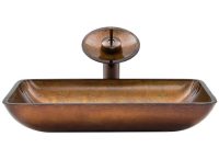 Vigo Rectangular Glass Vessel Sink In Russet Glass With Waterfall regarding dimensions 1000 X 1000