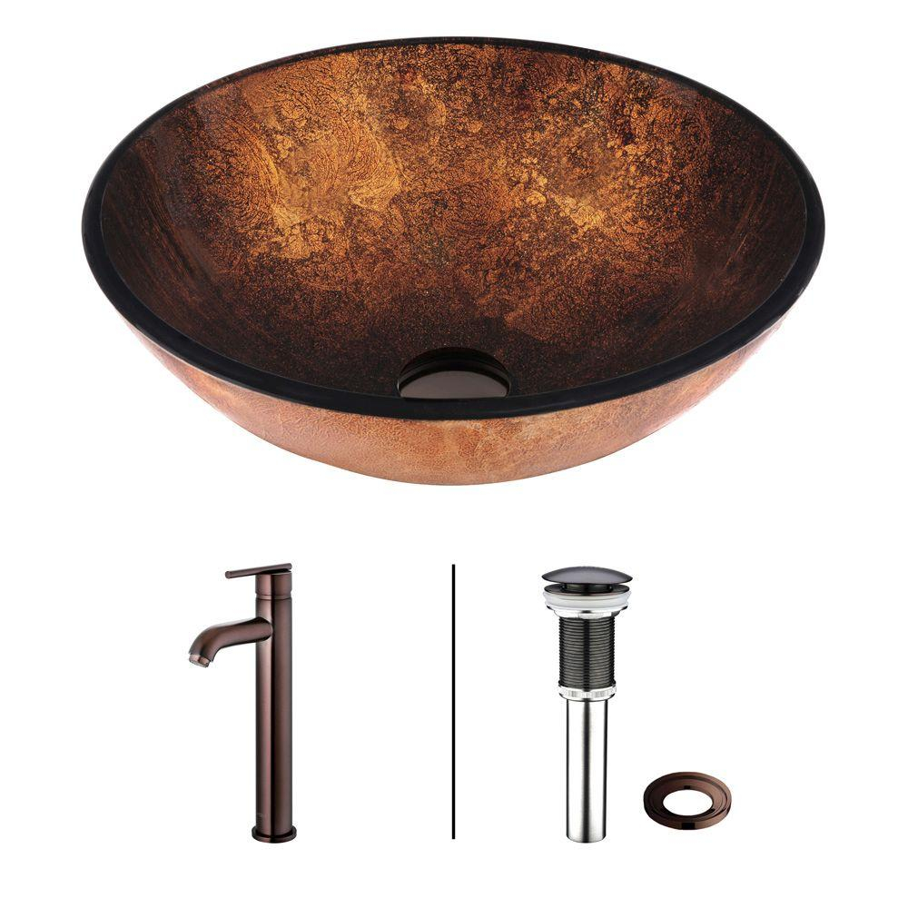 Vigo Vessel Sink In Russet With Faucet Set In Browns Vgt128 The throughout sizing 1000 X 1000