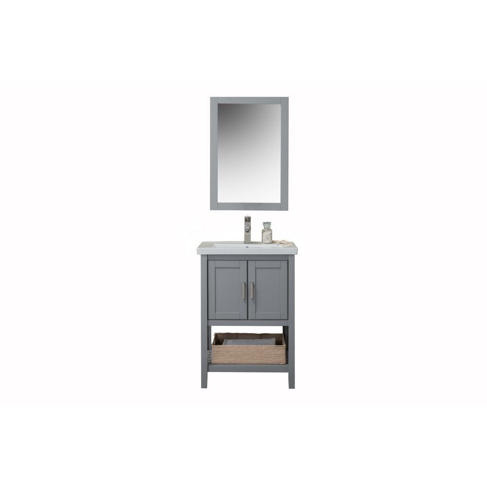 24 In W X 183 In D X 337 In H Bath Vanity In Gray With with proportions 1000 X 1000