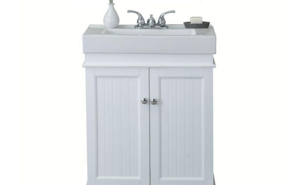 24 In W X 345 In H Vanity In Matt White With Ceramic Vanity Top regarding measurements 1000 X 1000