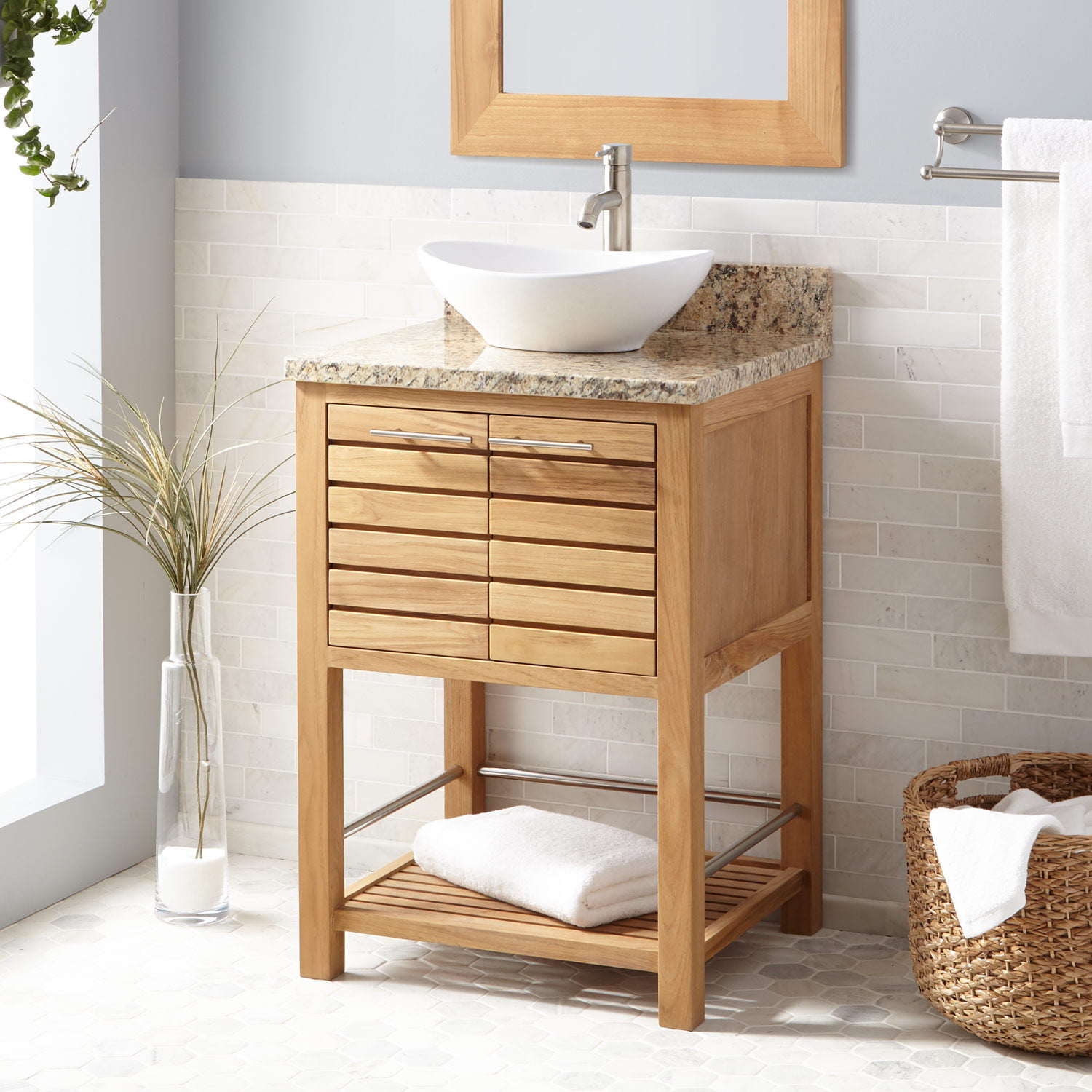 24 Salinas Teak Vessel Sink Vanity Natural Teak Bathroom in dimensions 1500 X 1500