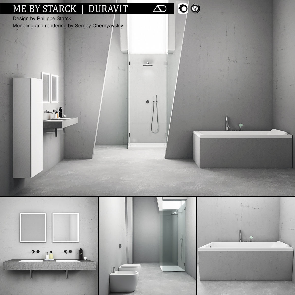3d Bathroom Furniture Set Me Starck Duravit Cgtrader within proportions 1200 X 1200