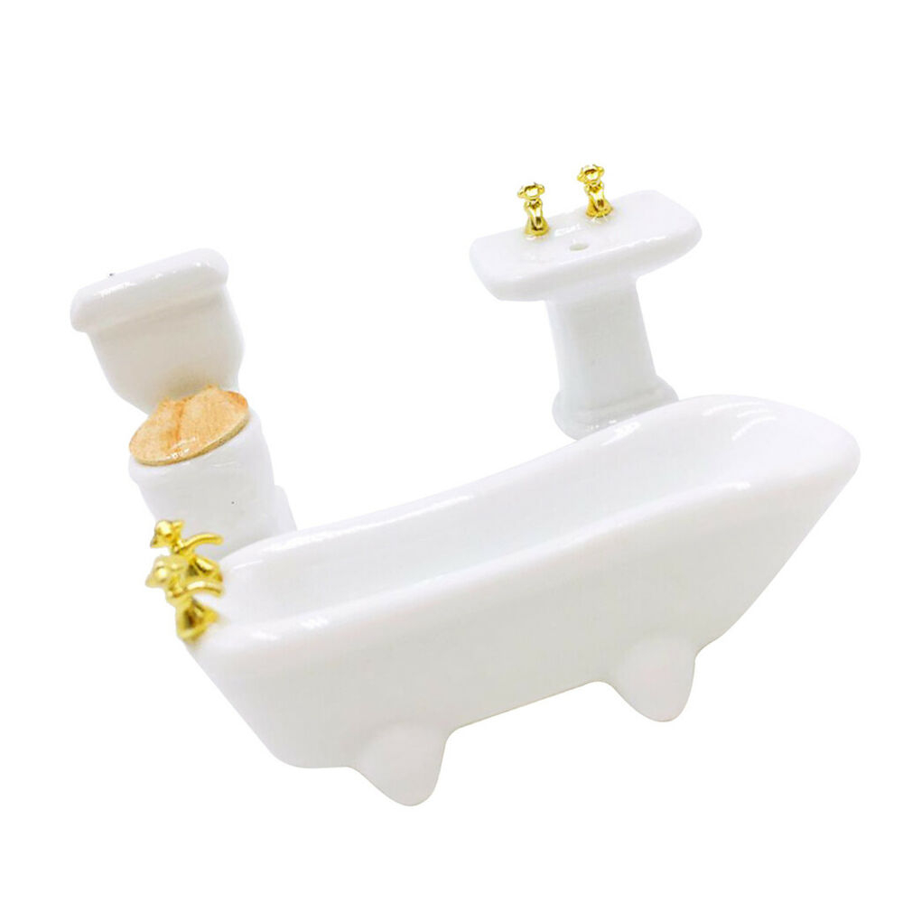 3pcsset Porcelain Bathroom Furniture 124 Dollhouse Miniature Decor intended for size 1000 X 1000