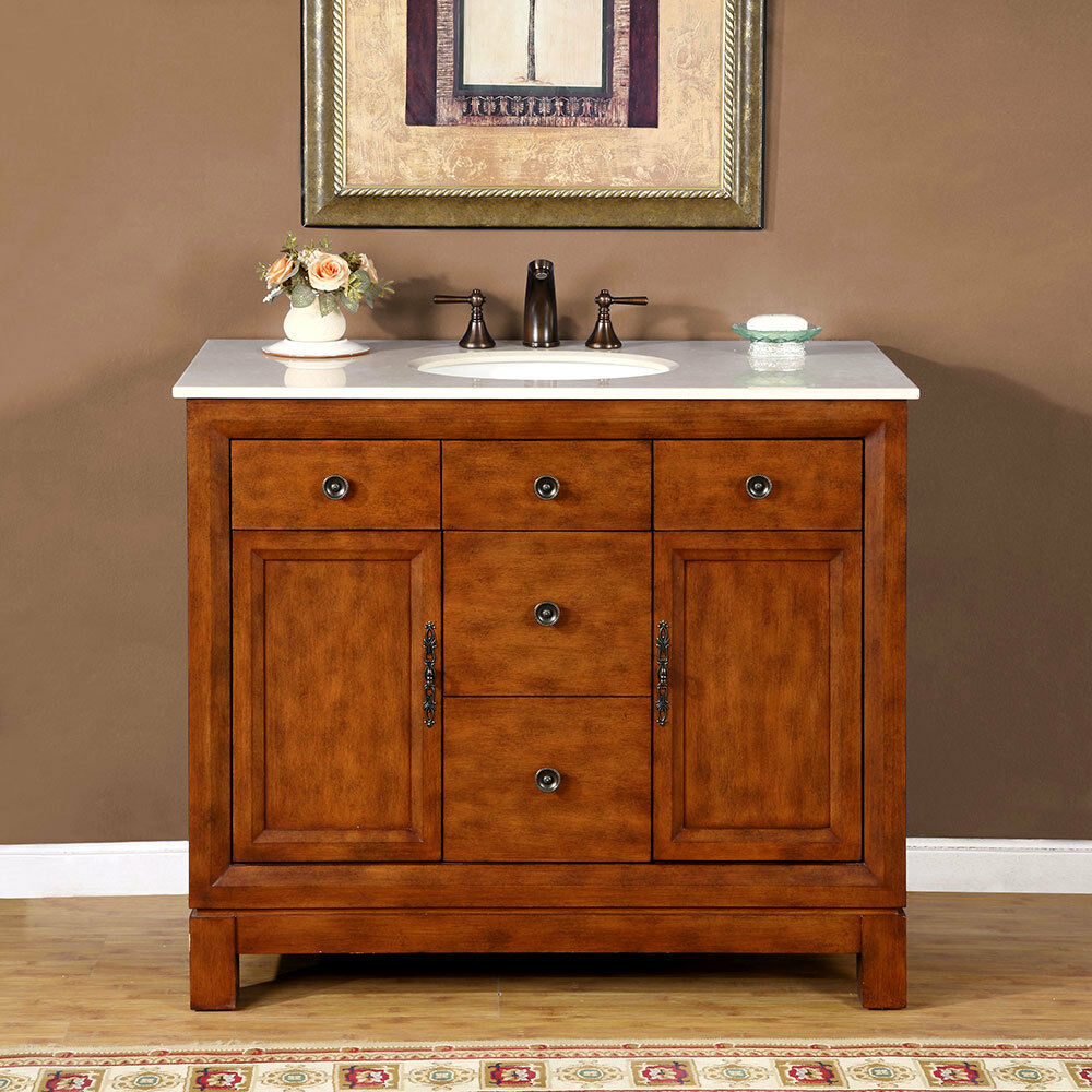 42 Inch Single Sink Bathroom Vanity Cabinet Marble Top Bath within size 1000 X 1000