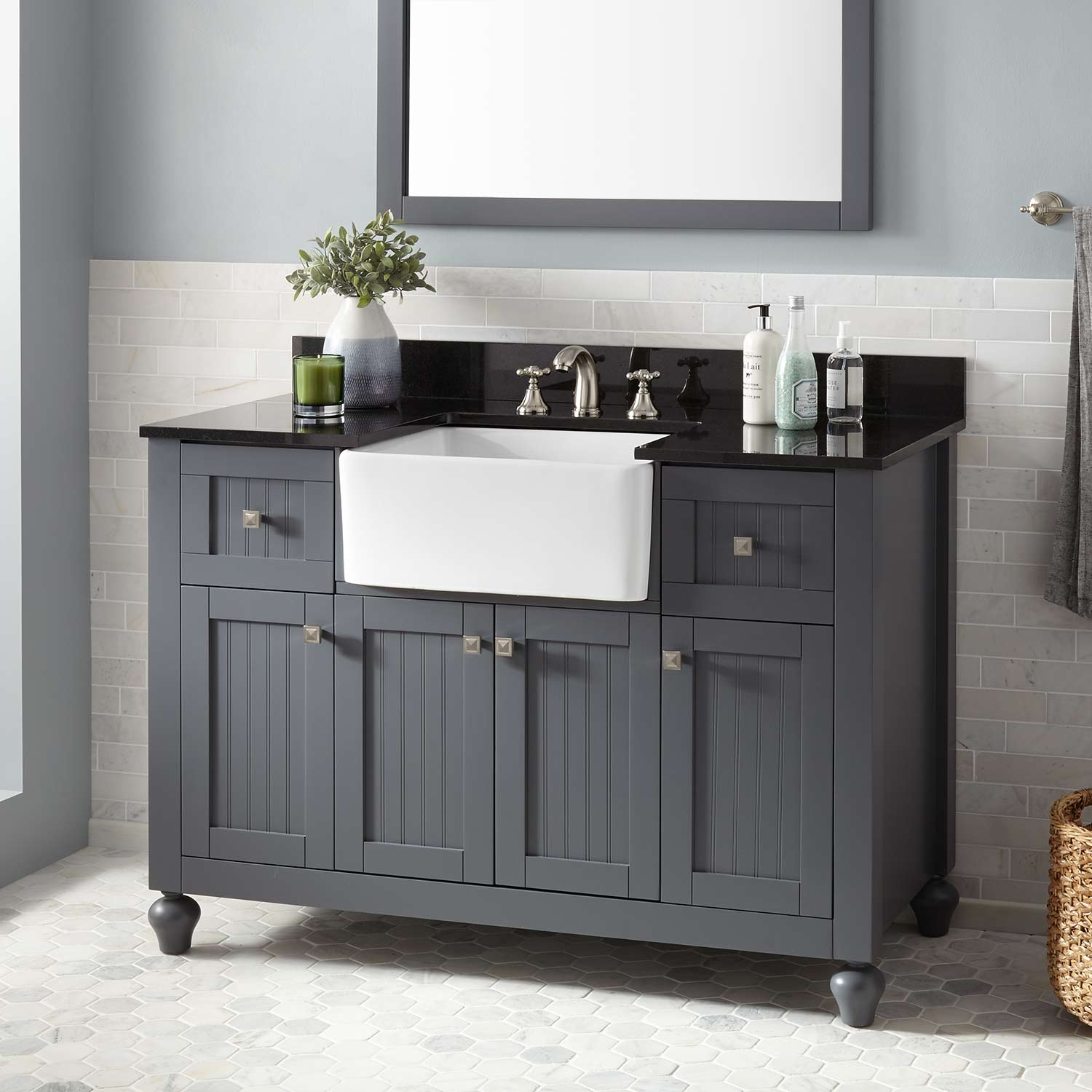 48 Nellie Farmhouse Sink Vanity Dark Gray Bathroom intended for size 1500 X 1500