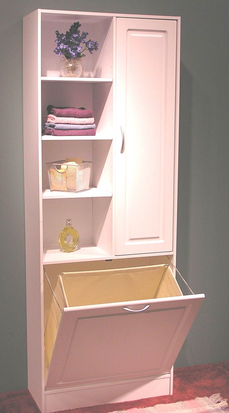 4d Concepts White Large Bathroom Storage Tower With Hamper 15900 inside dimensions 800 X 1440