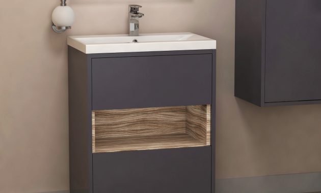 500mm Floor Standing Vanity Unit 2 Drawer Bathroom Gloss Grey in proportions 1800 X 1800