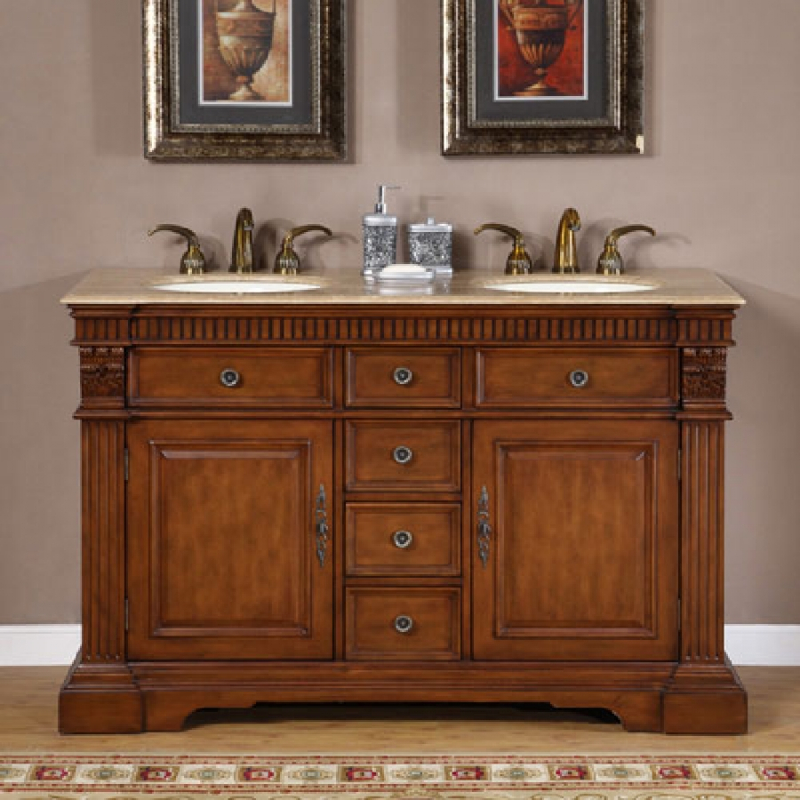 55 Inch Furniture Style Double Sink Bathroom Vanity intended for dimensions 900 X 900