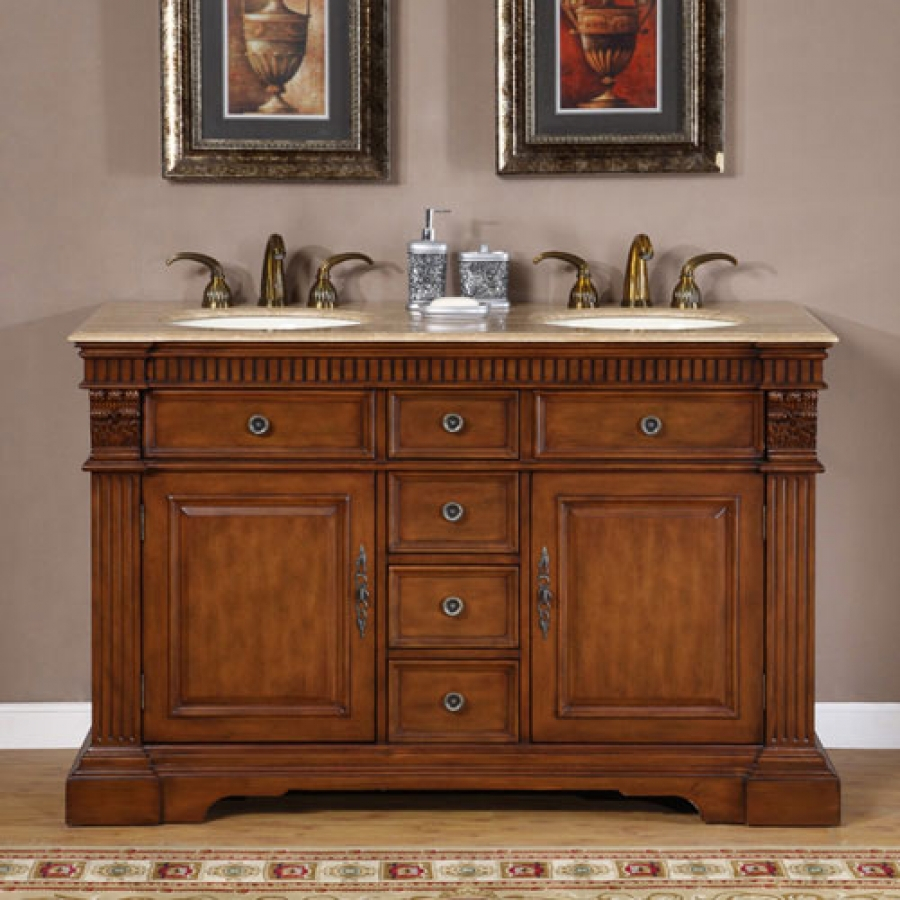 55 Inch Furniture Style Double Sink Bathroom Vanity throughout proportions 900 X 900