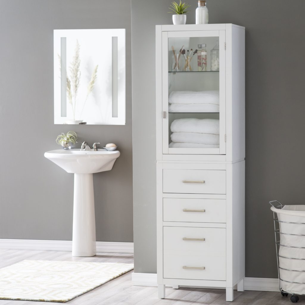 Sauder 414817 Bathroom Shelves Furniture Bath Peppercorn Linen