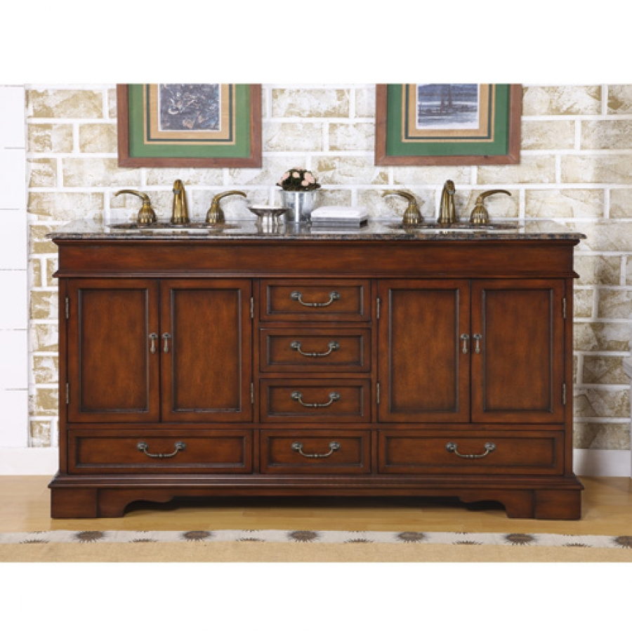 60 Inch Furniture Style Double Sink Vanity With Travertine Top inside sizing 900 X 900
