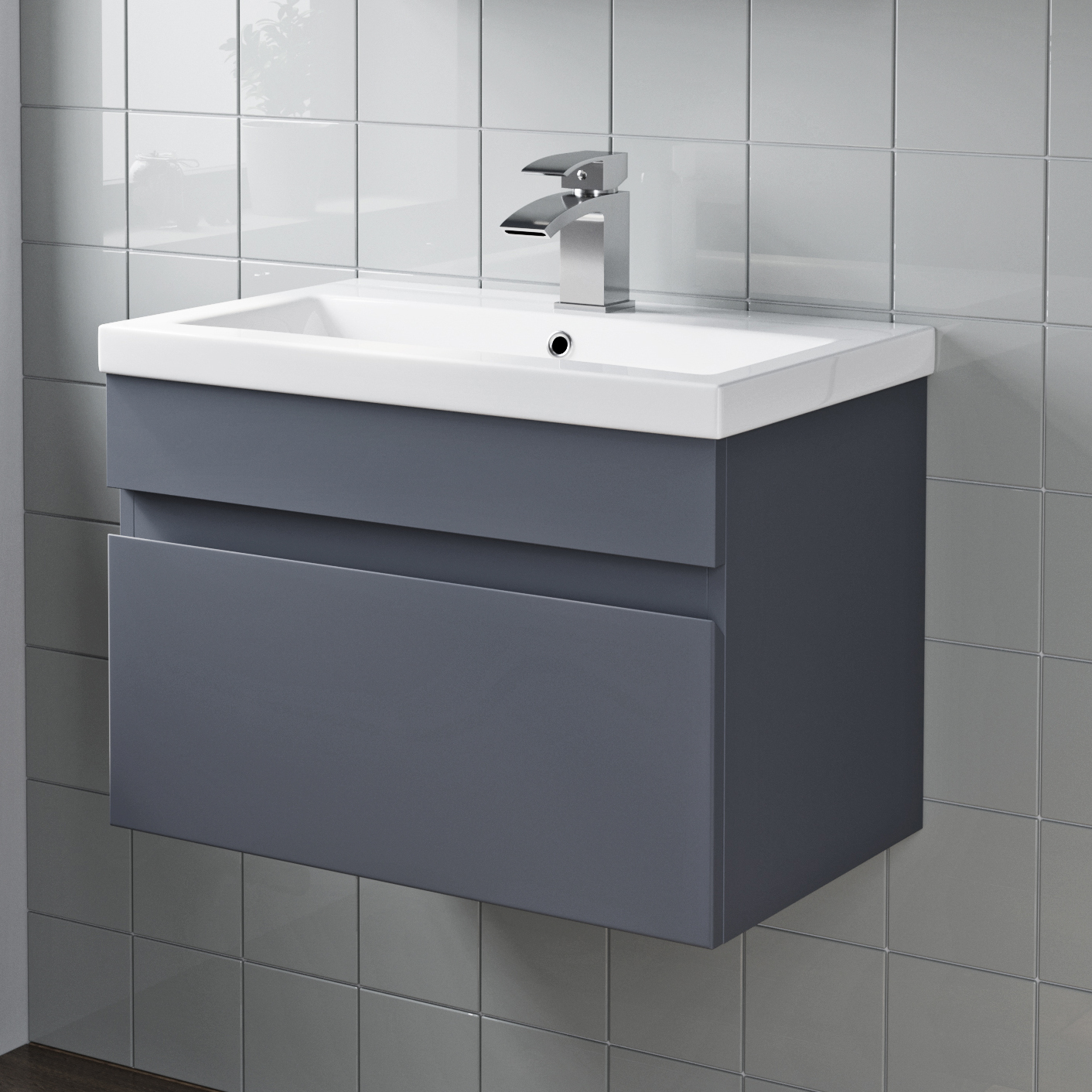 600mm Bathroom Vanity Unit Basin Storage Wall Hung Cabinet Furniture within proportions 1412 X 1412