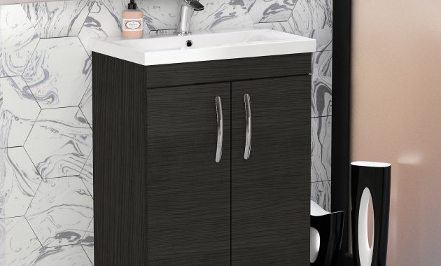 600mm Black Floor Standing Vanity Unit 2 Door Bathroom Furniture with dimensions 1800 X 1800