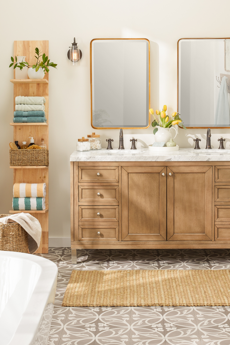 9 Small Bathroom Storage Ideas That Cut The Clutter Overstock within dimensions 735 X 1102